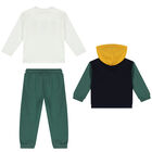Younger Boys Green 3 Piece Tracksuit Set, 1, hi-res